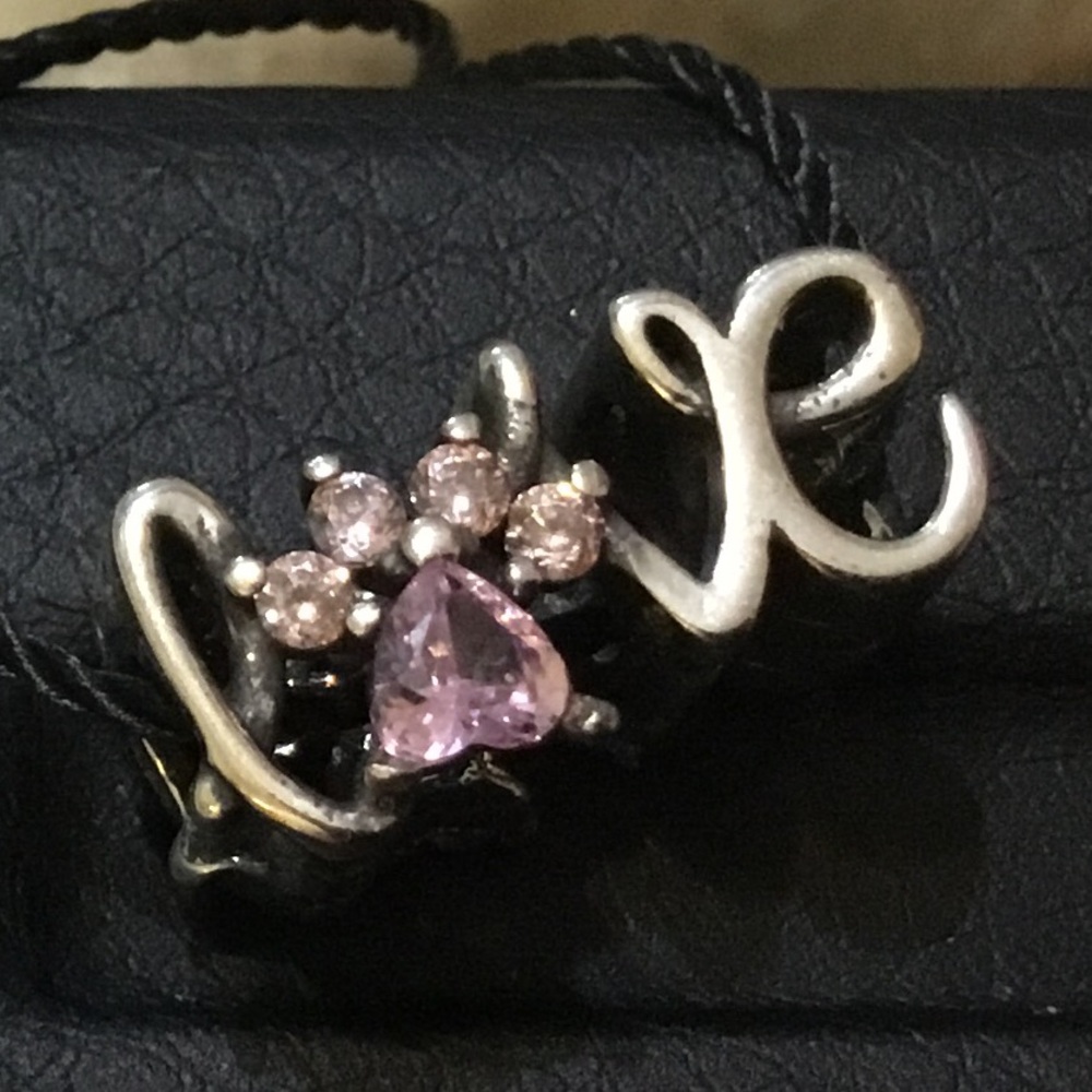 S925 Pet LOVE Paw Print Charm Pandora Style